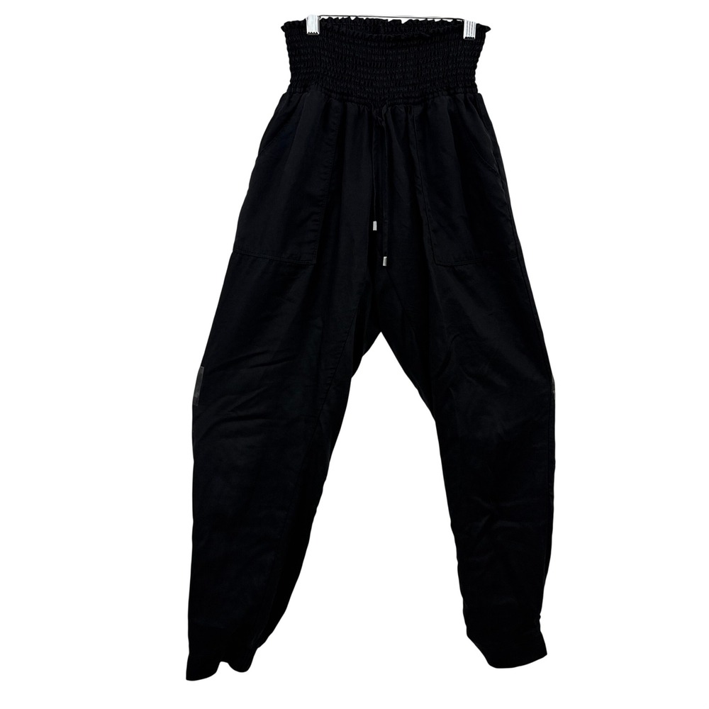 Ripe Pants Womens XS Black Maternity Smocked Waist Jogger Lyocell Cargo Pocket